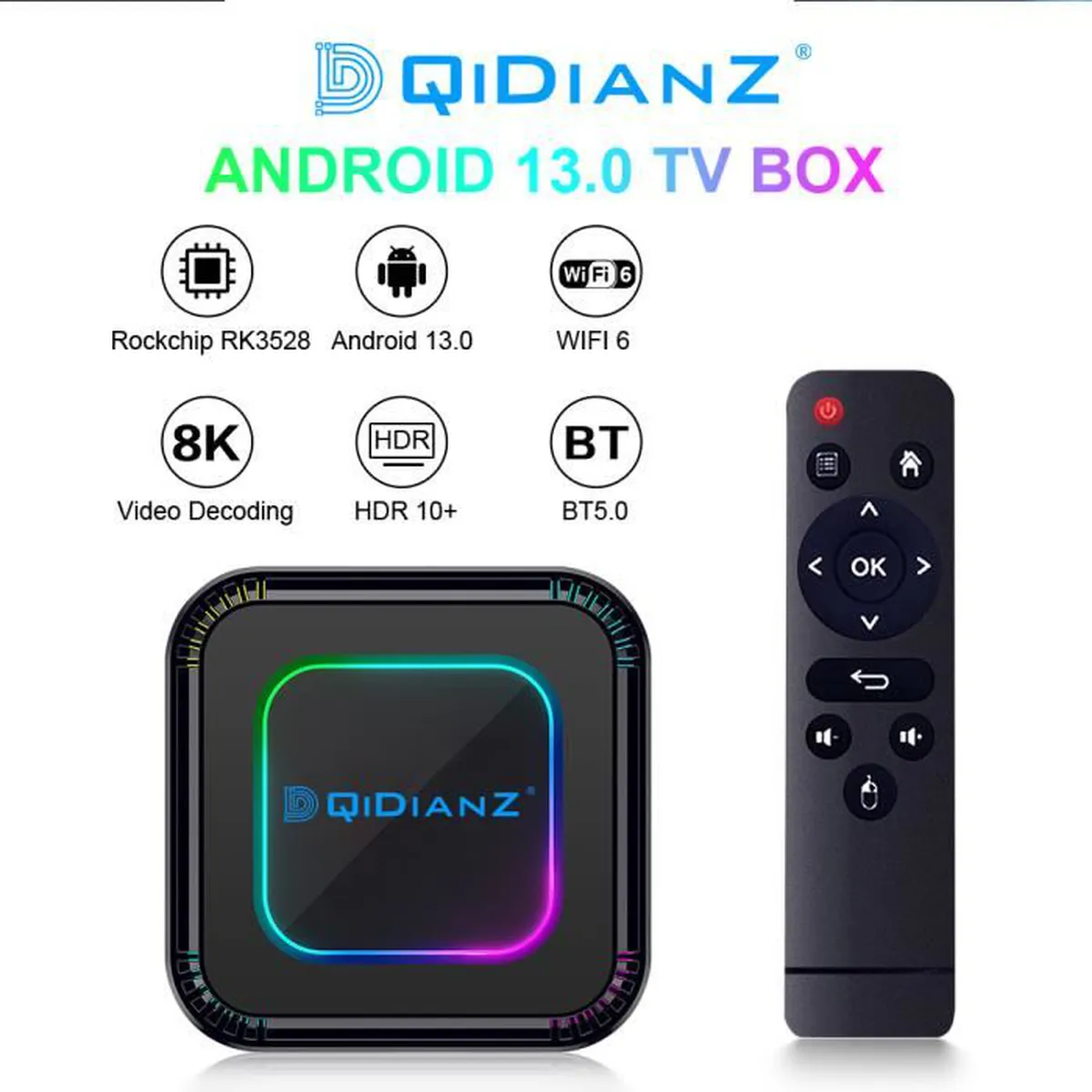 Android tv box tv android 13 Smart TV BOX Wifi BT5 4Go 32Go RK3528