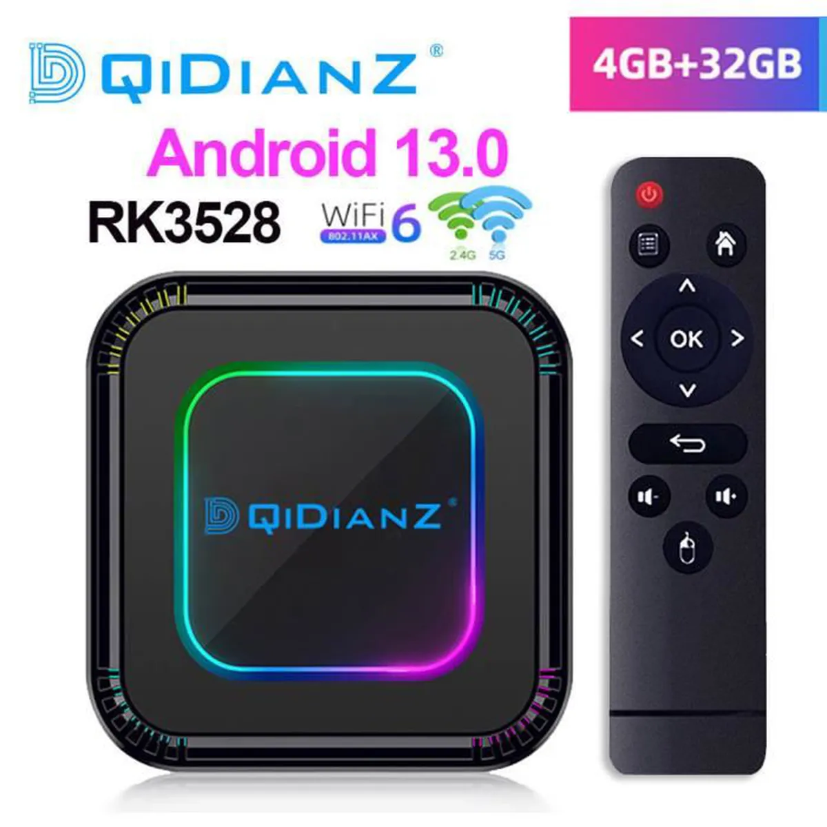 Android tv box tv android 13 Smart TV BOX Wifi BT5 4Go 32Go RK3528